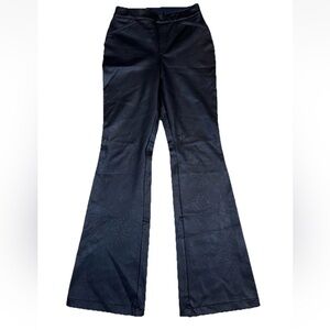 Spanx Vegan Leather Like Pull on Flare Pants Women M Black Stretch Shaping